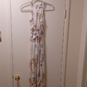 Zunie Floral Maxi Dress - White, Blue, Yellow